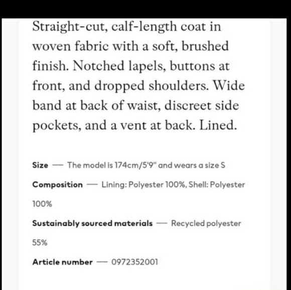 H&M straight cut coat - Picture 5 of 7